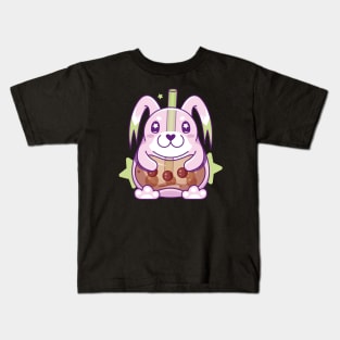 Kawaii Pink Bunny Boba Tea Kids T-Shirt